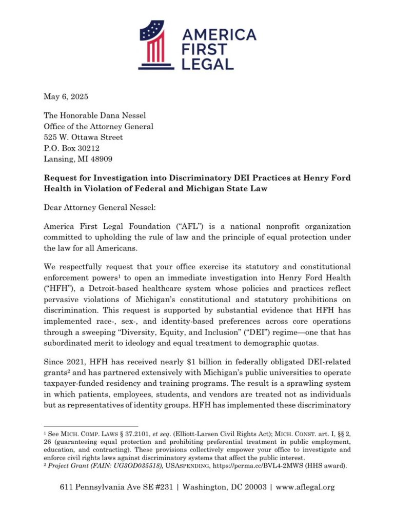 🚨BREAKING: AFL Urges Investigation into Henry Ford Health's Controversial DEI Practices Impacting Care and Employment!